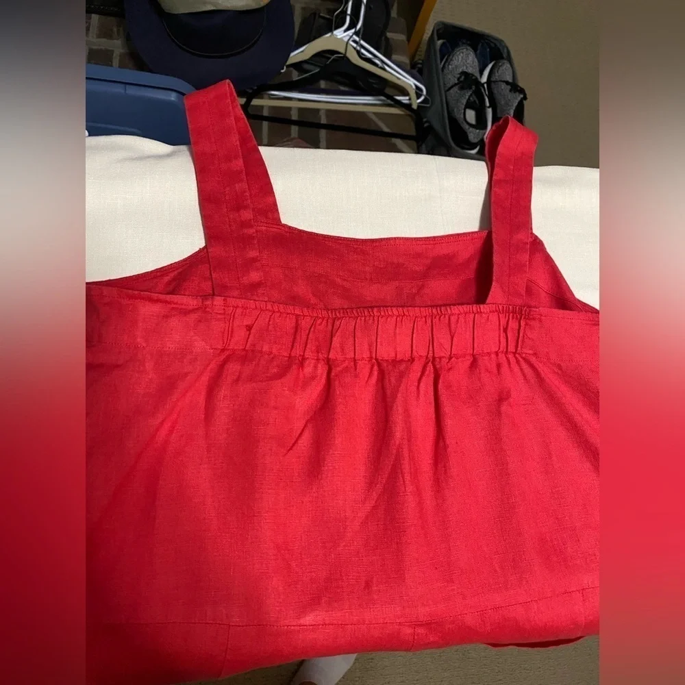 Everlane Red 100% Linen Jumper in Size 6.